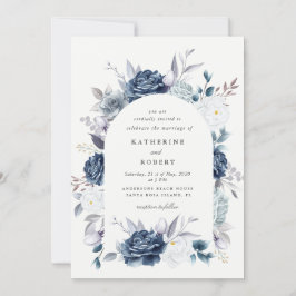 Aquarellfarbene, elegante Hochzeit mit blühenden B Einladung