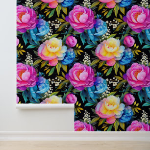 Aquarellfarbene, farbige Peonies Babies atmen Tapete