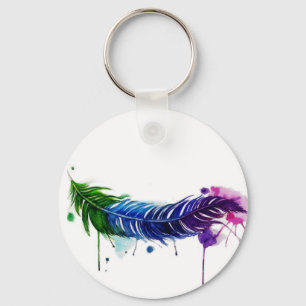 Aquarellfarbene Feder Schlüsselanhänger