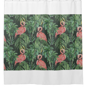 Aquarellfarbene Flamingos, exotische Vögel, tropis Duschvorhang