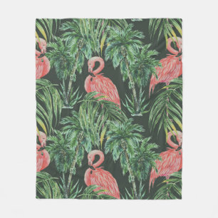 Aquarellfarbene Flamingos, exotische Vögel, tropis Fleecedecke