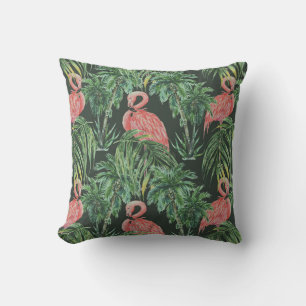 Aquarellfarbene Flamingos, exotische Vögel, tropis Kissen