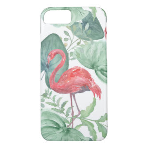 Aquarellfarbene Flamingos und Blätter. Case-Mate iPhone Hülle