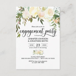 Aquarellfarbene florale Elfenbein-Engagement Party Einladung