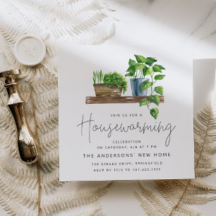 Aquarellfarbene gegossene Pflanze Party Einladung