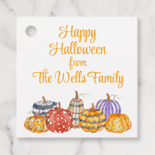 Aquarellfarbene Gemusterte Pumpkins Geschenkanhänger