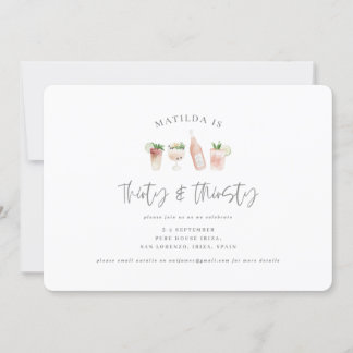 Aquarellfarbene Getränke dreißig & durstig Ankündigung