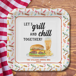 Aquarellfarbene GRILLEN Party Pappteller