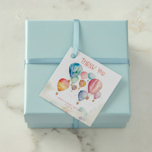 Aquarellfarbene Heißluftballons danke Geschenkanhänger
