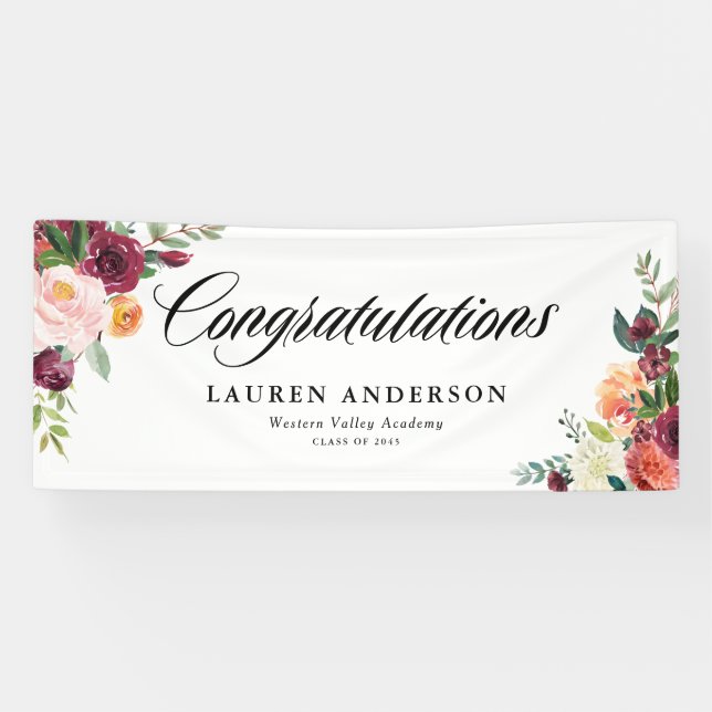 Aquarellfarbene Herbstblüten Bouquet Fall Abschlus Banner (Horizontal)