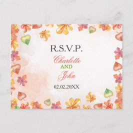 Aquarellfarbene Herbstlaube Hochzeit im Herbst uAw Einladungspostkarte