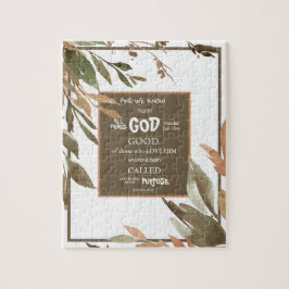 Aquarellfarbene Herbstlaube Römer 8:28 Bibelverse