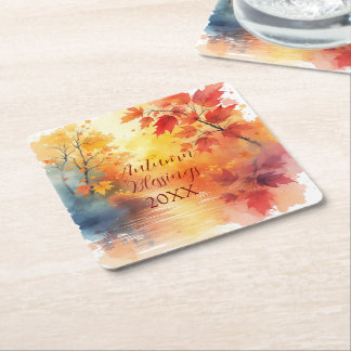 Aquarellfarbene Herbstsaison Segnungen Rechteckiger Pappuntersetzer