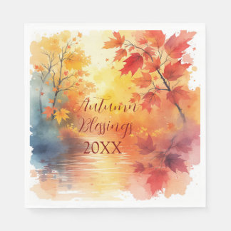 Aquarellfarbene Herbstsaison Segnungen Serviette