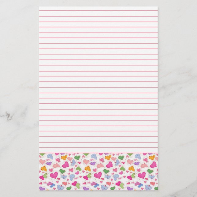 Aquarellfarbene Herzklopfen Pink Pastel Linde Briefpapier (Vorderseite)