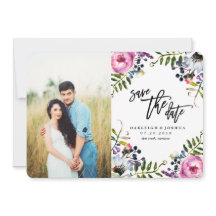 Aquarellfarbene Hübsche Blume Save the Date mit Fo