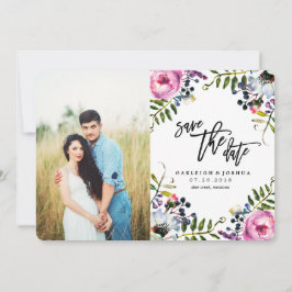 Aquarellfarbene Hübsche Blume Save the Date mit Fo