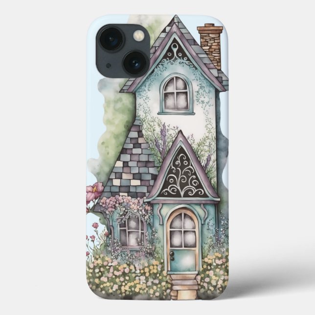 Aquarellfarbene Hütte Dachziegel-Zierleisten Case-Mate iPhone Hülle (Rückseite)
