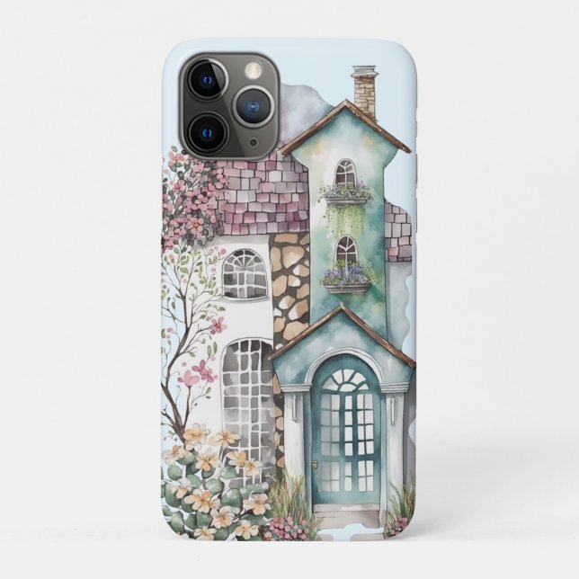 Aquarellfarbene Hütte Dachziegel-Zierleisten Case-Mate iPhone Hülle (Rückseite)