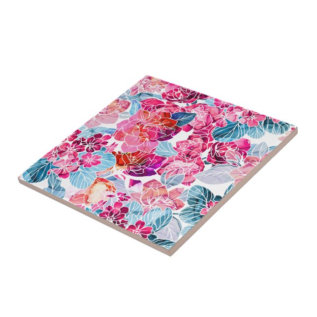 Aquarellfarbene Keramik Tile Fliese (Seite)