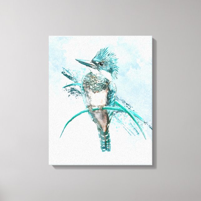 Aquarellfarbene Kingfisher Bird Animal Leinwand (Vorderseite)