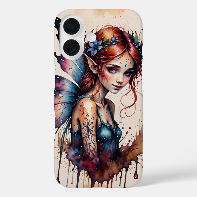 Aquarellfarbene kleine Märchenabdeckung iPhone 16 Hülle (Rückseite)