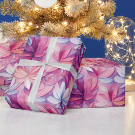 Aquarellfarbene, lebhafte, lackierte Frühlingsblum Geschenkpapier