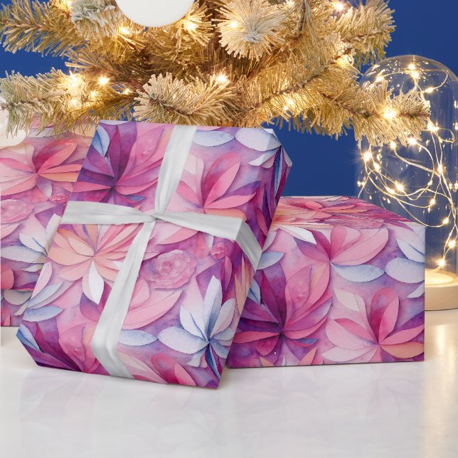Aquarellfarbene, lebhafte, lackierte Frühlingsblum Geschenkpapier (Feiertage)