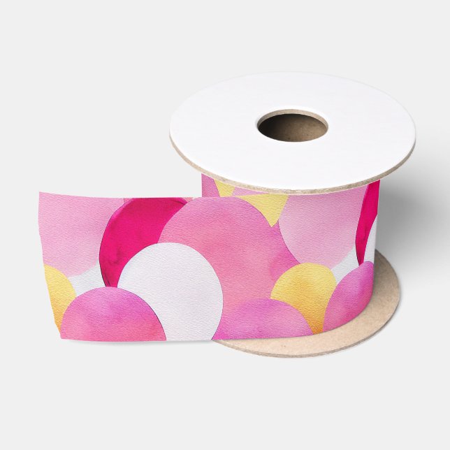 Aquarellfarbene, lebhafte, lackierte Frühlingsblum Satinband (Spule)