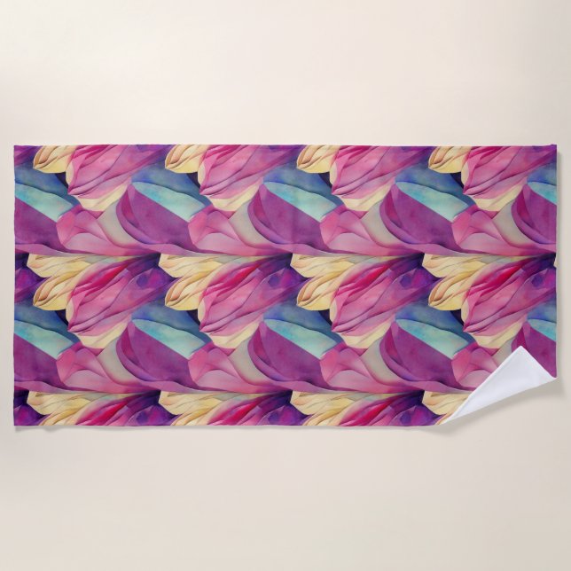 Aquarellfarbene, lebhafte, lackierte Frühlingsblum Strandtuch (Vorderseite)