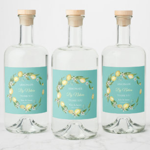 Aquarellfarbene Lemon Minze Alkoholflaschenetikett