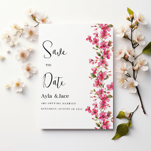 Aquarellfarbene, leuchtend rosa Blütenflora Save t Einladung