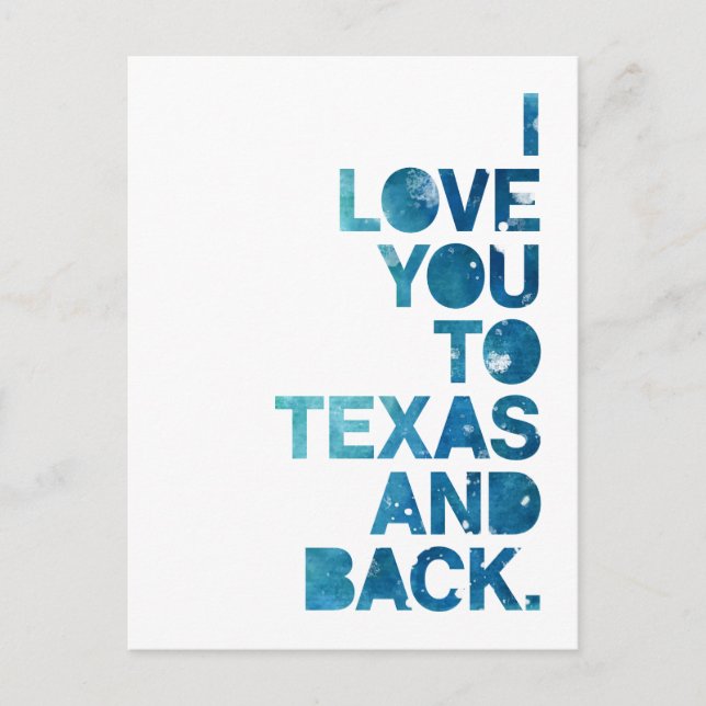 Aquarellfarbene Liebe nach Texas und Rückseite Pos Postkarte (Vorderseite)