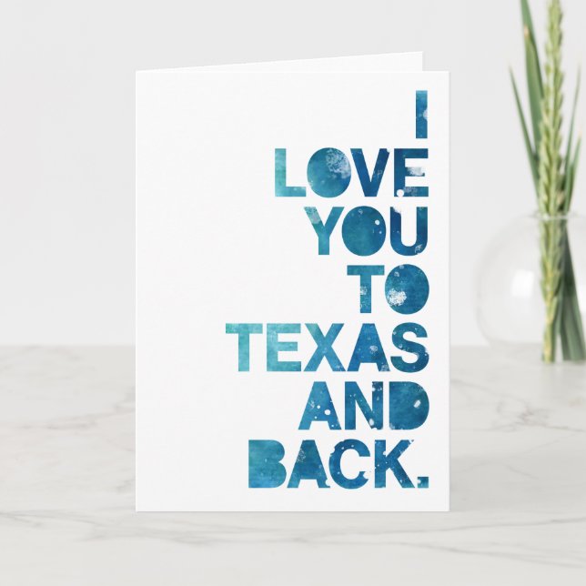 Aquarellfarbene Liebe nach Texas und zurück Karte (Vorderseite)