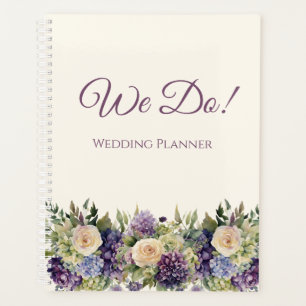 Aquarellfarbene Lila Blume Bouquet- Hochzeitsplane Planer