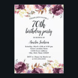 Aquarellfarbene Lila Blütenblüte 70. Geburtstagspa Einladung<br><div class="desc">Hübscher Blumengeburtstag Einladungen im Kleinen Bayleigh Store!</div>