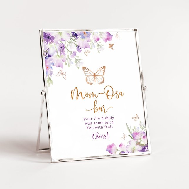 Aquarellfarbene lila Goldfolie Schmetterling Mama  Poster (Von Creator hochgeladen)
