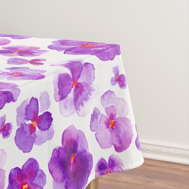 Aquarellfarbene lila Pansy blumengeschmückte Blume Tischdecke (Beispiel)