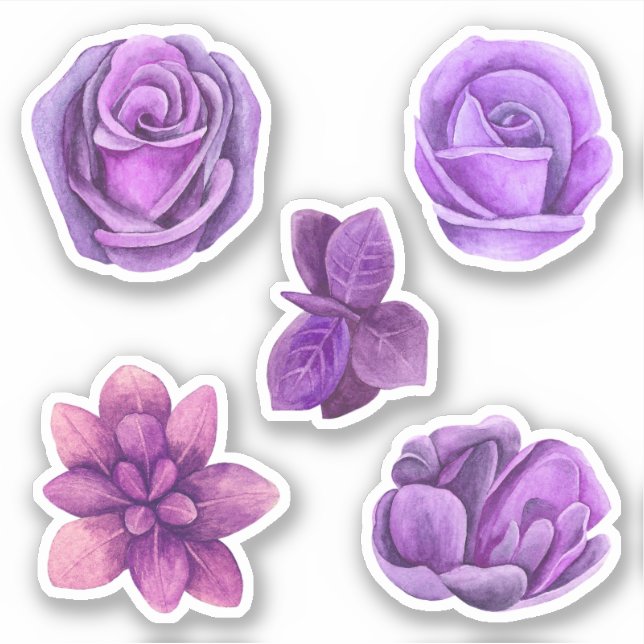 Aquarellfarbene lila Rose Blume. Lilac floral Aufkleber (Vorderseite)