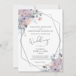 Aquarellfarbene Lila Wildblumen Einladung