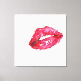 Aquarellfarbene Lippen Make-up-Leinwand Leinwanddruck