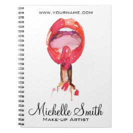 Aquarellfarbene Lippen und Lippenstift-Make-up Notizblock