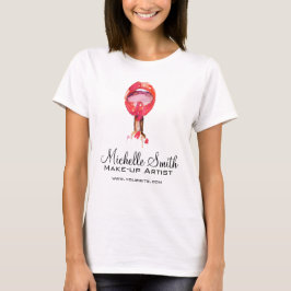 Aquarellfarbene Lippen und Lippenstift-Make-up T-Shirt