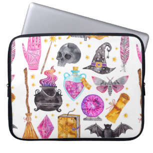 Aquarellfarbene magische Symbole. Handgezeichnet, Laptopschutzhülle