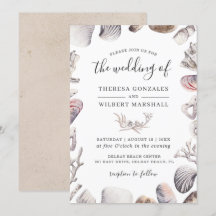 Aquarellfarbene Muschel Beach Sand Hochzeit