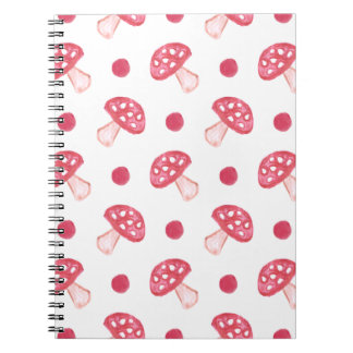 Aquarellfarbene niedliche Pilze und Polka-Punkte Notizblock
