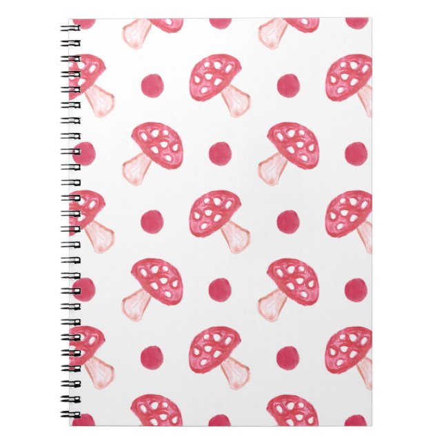 Aquarellfarbene niedliche Pilze und Polka-Punkte Notizblock (Vorderseite)