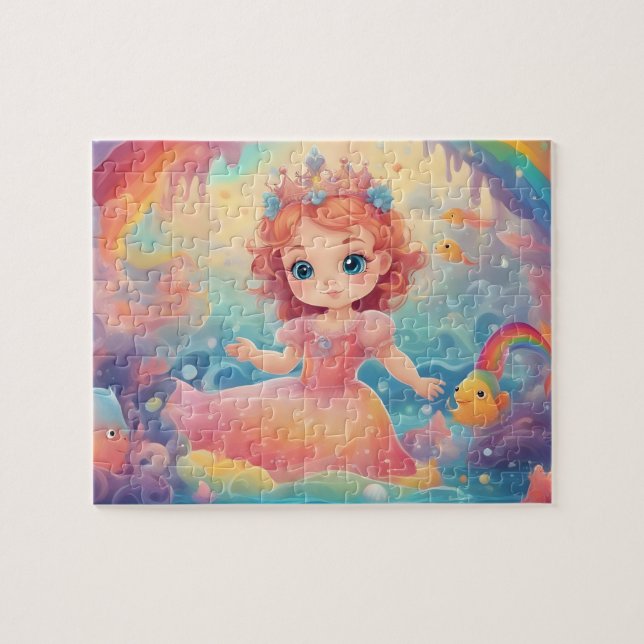 Aquarellfarbene Niedliche Prinzessin (Horizontal)