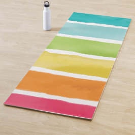 Aquarellfarbene Niedliche Regenbogenfarben. Yogamatte