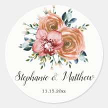 Aquarellfarbene Orange Rose Orchideen Hochzeit